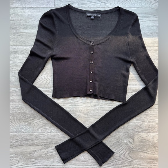 Naked Wardrobe Button Up Cropped Black Cardigan - Size S - Picture 1 of 4